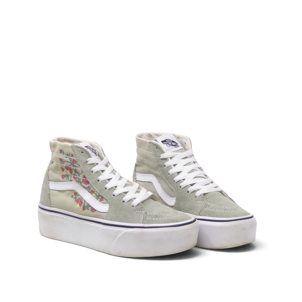 Vans Womens Sk8-Hi Tapered Stackform Sage Green Floral Embroidery Sneakers 6